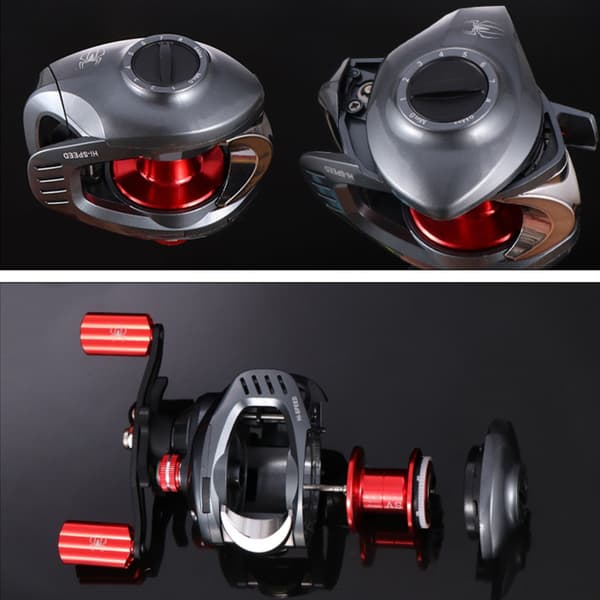 Spider Right-Handed Waterdrop Baitcasting Reel with Deep Spool and Micro Spool, 7.2:1 Gear Ratio, Double Brake, and SV Spool