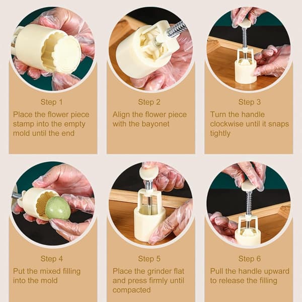 Sett med 12 kakeformer - Kakestempler - Kakeformer - Kakeformsett - Mooncake formsett - Bakeform