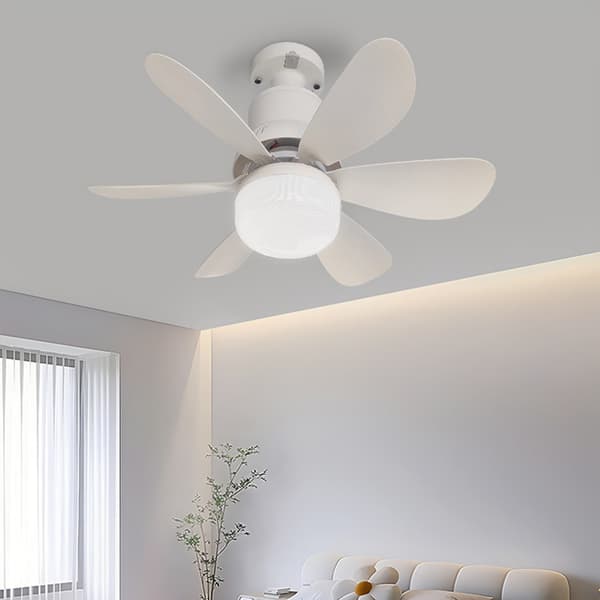 Loftventilator med LED-lys 6 blade Støjsvag luftkøleventilator med timer til camping seng sovesal hvid White