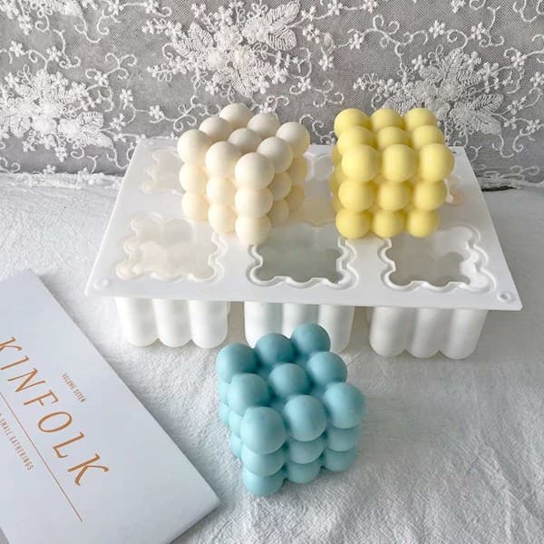 6-pack Candle Mold DIY Candle 6 Cubes white