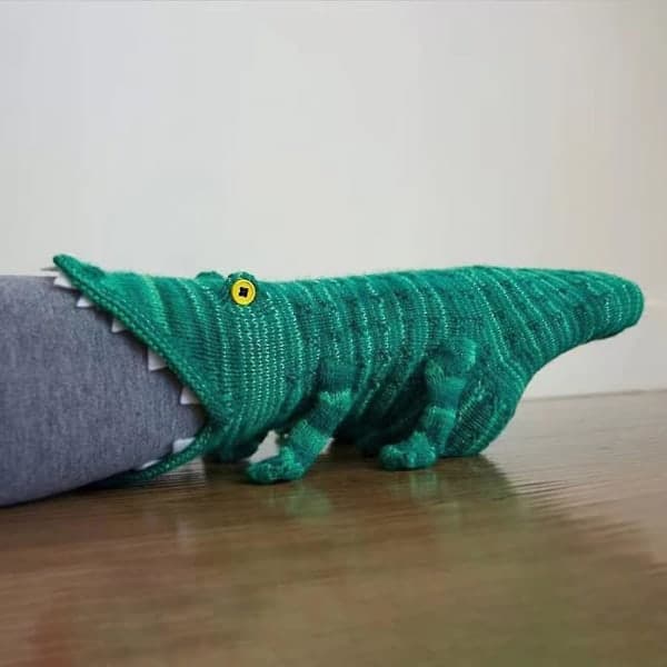 2 par stickade krokodilstrumpor för kvinnor, djuralligator, vintervarma