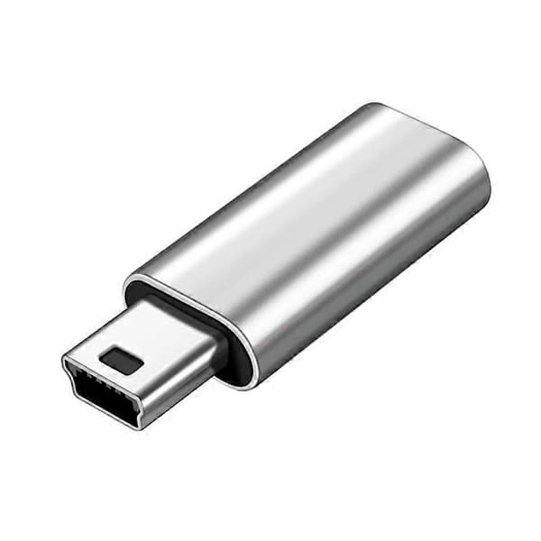 Mini USB–USB-C-adapter USB-C naaras–Mini USB uros -adapteri USB-C-adapteri [DB] hopea Silver