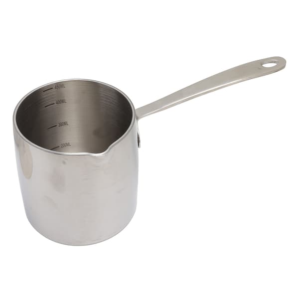 Smeltedigel i rustfrit stål, 450 ml, hurtig varmeledning, tre lag, med skala
