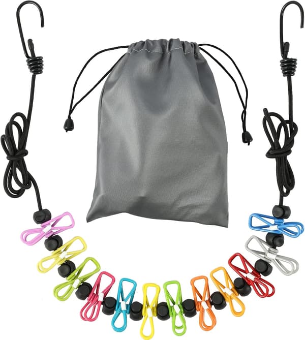 Retractable Portable Clothesline — A Travel Accessory — Includes 12 Clothespins