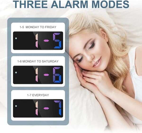 Digital Alarm Clock, Electronic Desk Clock with Temperature Display, Adjustable Brightness, Voice Control, 12/24H