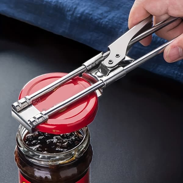 Burk- och flasköppnare i rostfritt stål, ergonomiskt grepp, multifunktionell