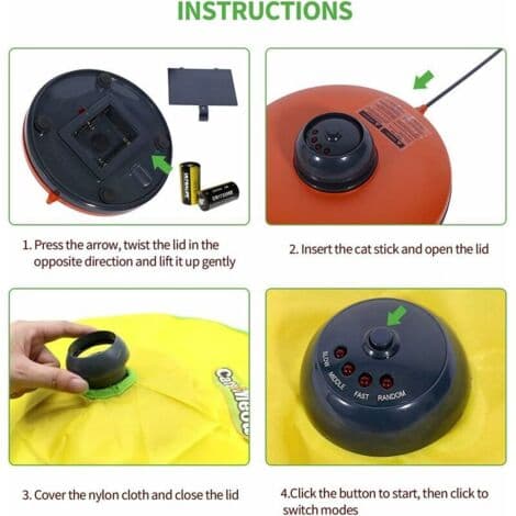 Interactive Cat Toy - Simulates Mouse Movements - 4 Speeds - For Carpets and Smooth Floors - Easy to Assemble and Clean