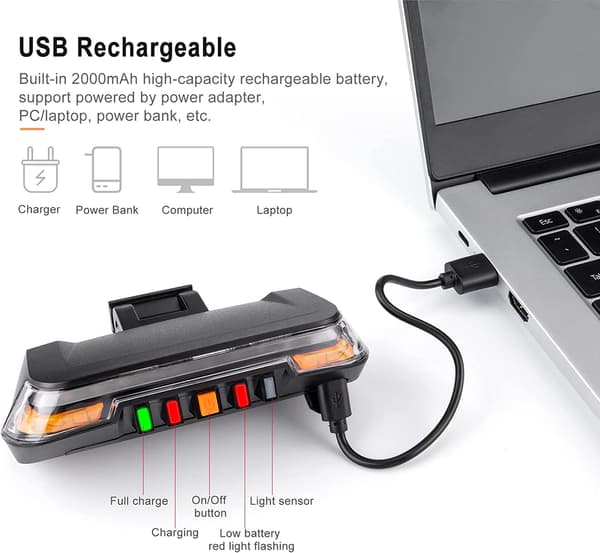 Trådløs fjernstyrt intelligent brems baklykt USB-lading