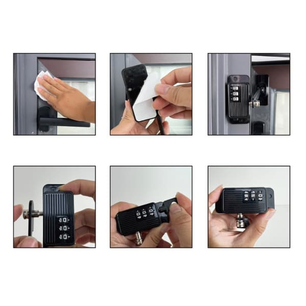 Window Restrictor Lock 2-pack with Ventilation Hook and Combination Lock, ABS+Iron, suitable for sliding glass doors, cabinets, drawers and refrigerators Black Black 212