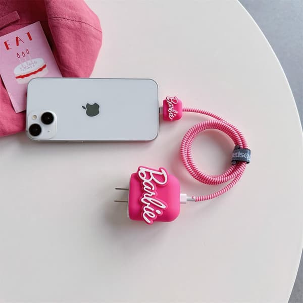 Söt tecknad laddare skyddsfodral - Kompatibel med iPhone 18W 20W USB-C strömadapter och Lightning-kabel (01) [DB]
