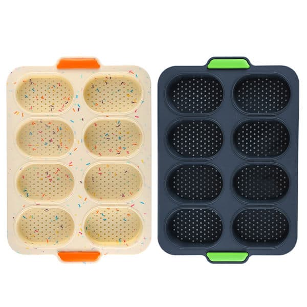 Silikonbrødform med 8 celler, myk non-stick franskbrødform, perforert brødformbrett for DIY-baking