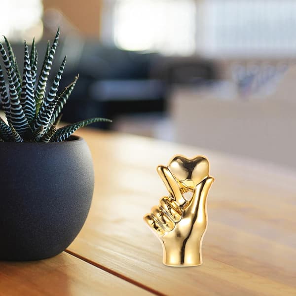Keramisk håndskulptur Fingerstatue i guld til boligindretning -