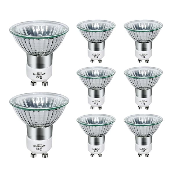 GU10 Halogen Bulbs 50W Dimmable - 220V GU10 Halogen Spotlight Bulbs - 2800K Warm White - 700 Lumens (8-pack)