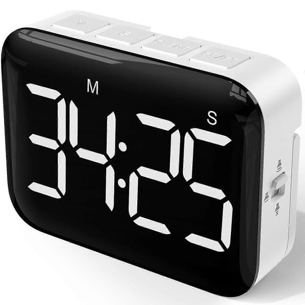 Digital Kitchen Timer Magnetic Countdown Count Up Timer Easy To Use For Kids Teachers And Seniors (1pc, White)