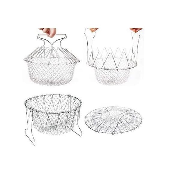 Salladskorg - Set om 2 - Rostfritt stål - Diameter 23 cm - Multifunktionell