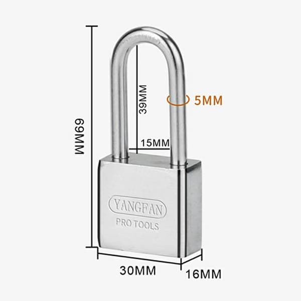 Safety Lock Padlock Anti-theft 30mm Shackle Waterproof Rust-resistant 4 Keys Silver silver