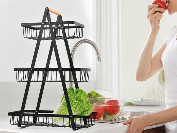 Kitchen Rack LOFT - Three-tier metal shelf with baskets 1356