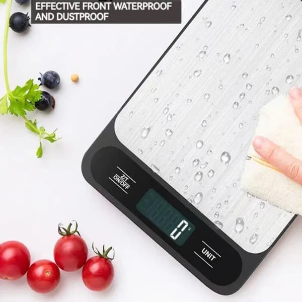 Digital Kitchen Scale 5kg/1g, Stainless Steel, LCD Display, for Cooking and Baking, White