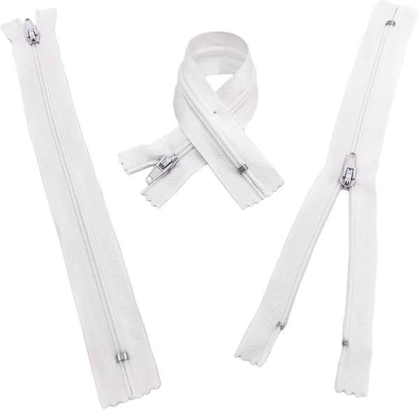 Paket med stängda nylonblixtlås, blixtlås för att sy på kläder, blixtlås för sömnad, (20 cm, vit)