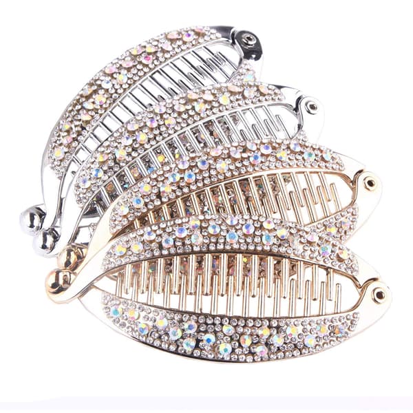 4 stk. elegante glitrende rhinestone krystall bananklips hårklemme