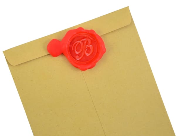 Voksseglstempel bokstav A-Z, alfabet initialseglstempel for jule- og takkekort, bryllupsinvitasjon W-S-2 (bokstav B)