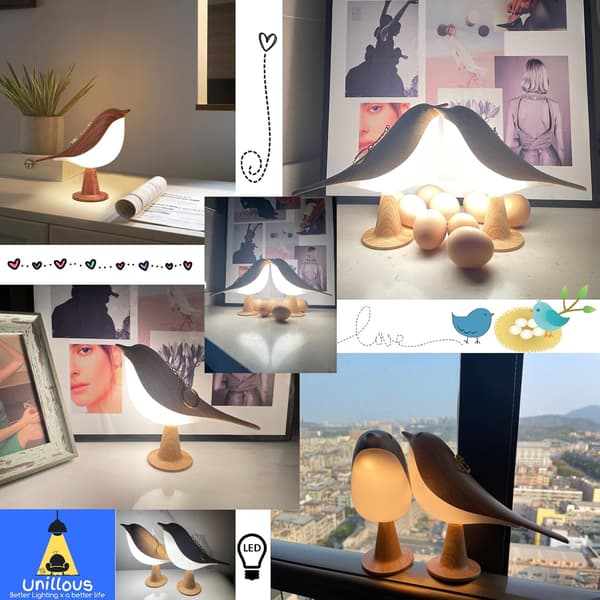 Trådløs bordlampe, LED-sengelampe, 3-farget dimbar berøring