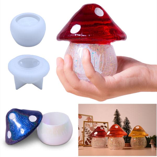 Silikonform for DIY Krystall Dropplim Form Sopp Oppbevaringsboks