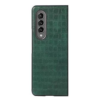 Krokodilmönstrat PU-läderfodral för Samsung Galaxy Z Fold4 (grön)