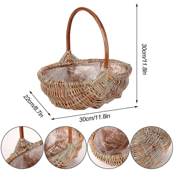 Wicker Flower Storage Basket High Quality Handle Storage Beige Hand-woven S S