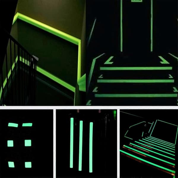 Fluoresoiva teippi, 2 kpl vedenpitävä itsevalaiseva teippi, itseliimautuva pimeässä hohtava teippi, varoitusteippi, lavamateriaali