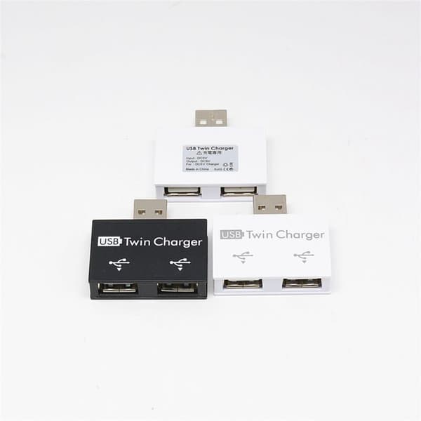 Bærbar mini USB-hub til 2-ports opladningshub-adapter USB-splitter Dobbelt USB-opladningsforlænger til computer Hvid