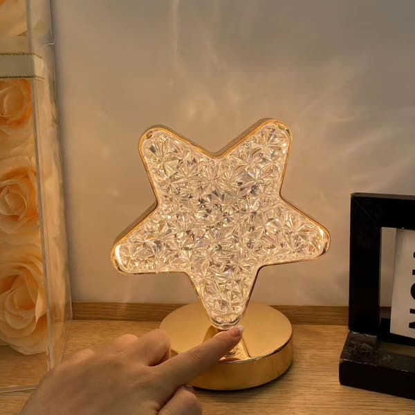 Krystallbordlampe Stemningsbelysning Soverom Nattgave Stjernedekorasjon