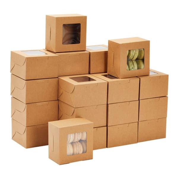 Brown Kraft Paper Boxes with Transparent Window (35-pack) - Cake Box