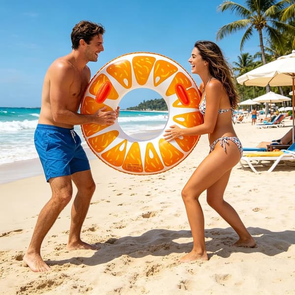 Oppustelige ringe til poolvandlegetøj i form af en orange af PVC 84cm / 33 - 84cm / 33
