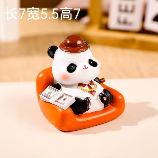 4 Financial Rabbit Panda Resin Crafts Mini Decorations