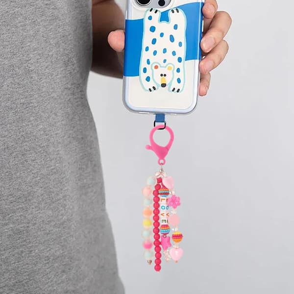 sød nøglering med perler, rygsækperler til A - A