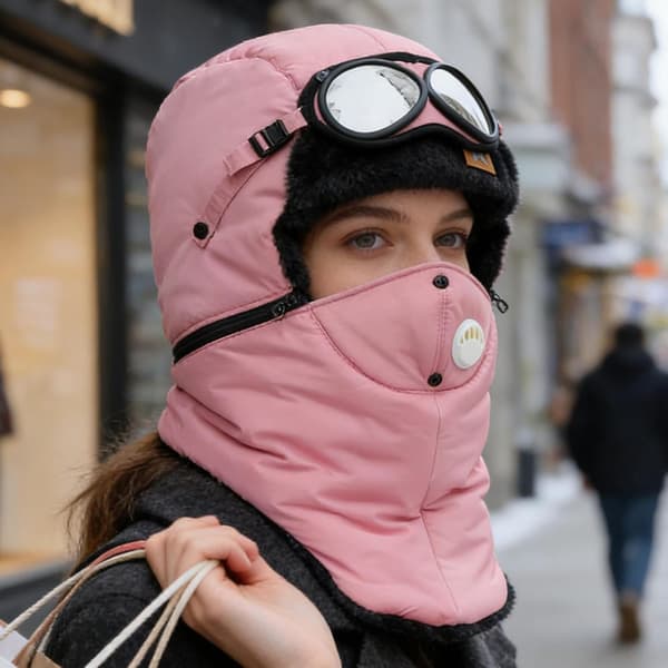 geneerinen talvipipo miehille, tuulenpitävä ja lämmin pinkki - Rosa