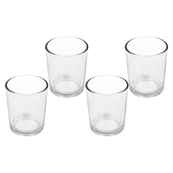 Transparent glass candle cup for decoration with 4-piece candle holder set