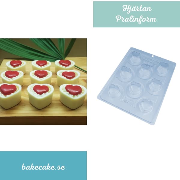Pralinform Hjerte Sjokoladeform - BWB 240 - Spesiell 3-delt form Transparent transparent