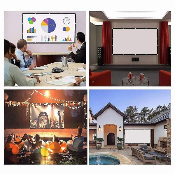 100 inch Projector Screen 16:9 Foldable Wrinkle Resistant Precise Holes HD Projector Screen Compatible