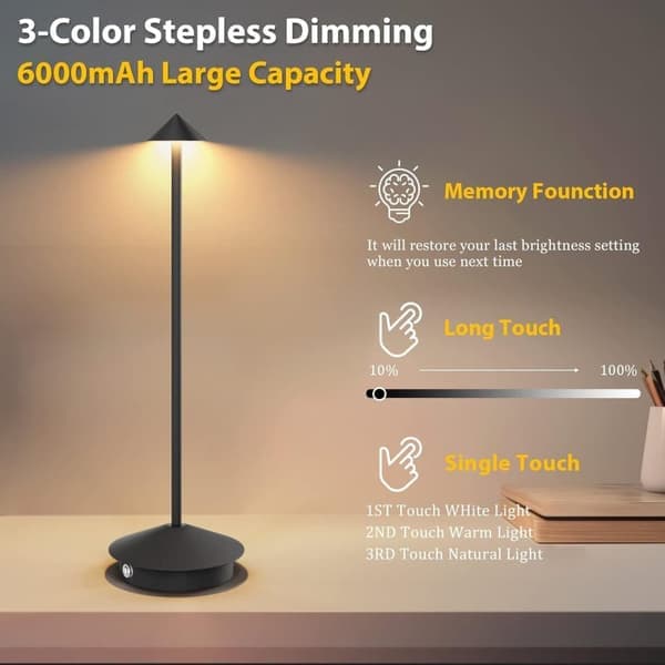 2-pak Bordlampe / Skrivebordslampe - Trådløs LED-lampe