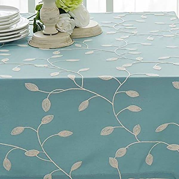 Embroidered Kitchen Cloth, Tablecloth, Napkin Cloth (140 x 180 cm, Blue, One Piece)
