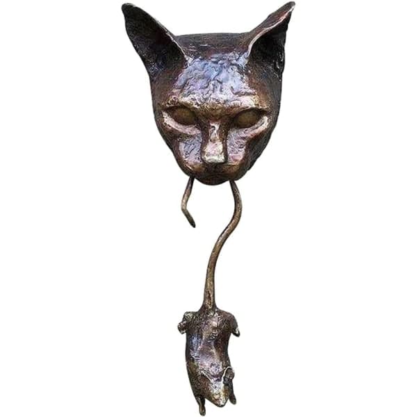 Vægskulptur med kat og mus dørhammer til hoveddør - Perfekt