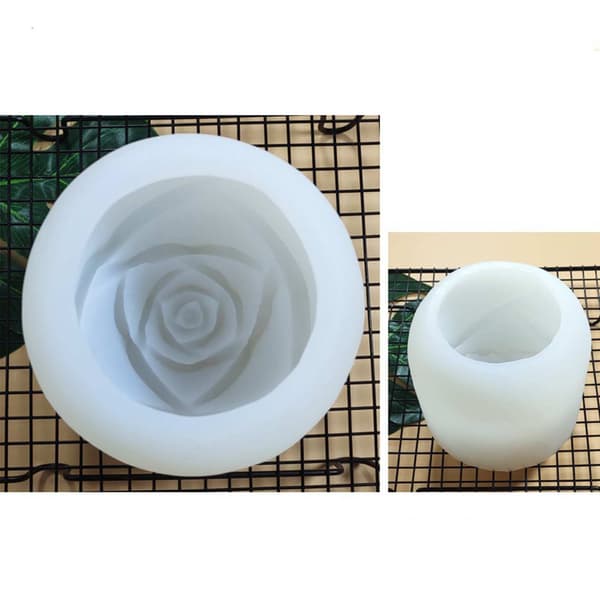 Roseblomst isterningform, silikone, lysfremstilling, sæbe, bagning, hvid