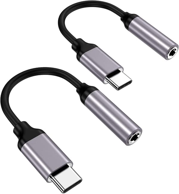 USB Typ C till 3,5 mm Honadapter för Hörlurar - 2-pack