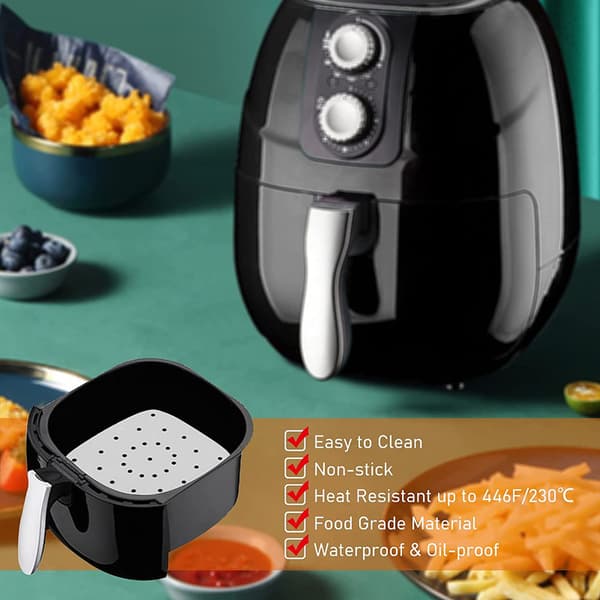 Firkantet perforert bakepapir til Airfryer 100-pakning Hvit 20 cm