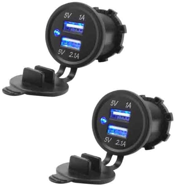 Dobbelt USB 12V-24V A 2.1A 1A printkortstik (2 STK 5V rundt) -