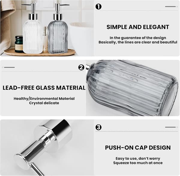 Soap Dispenser, Glass Soap Pump with Hand Pump 2 Pcs-FX-