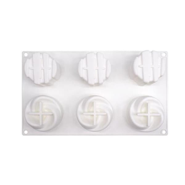 Silikonform Portionsbakelse Mousse Spiral Geometriska Linjer Vit white