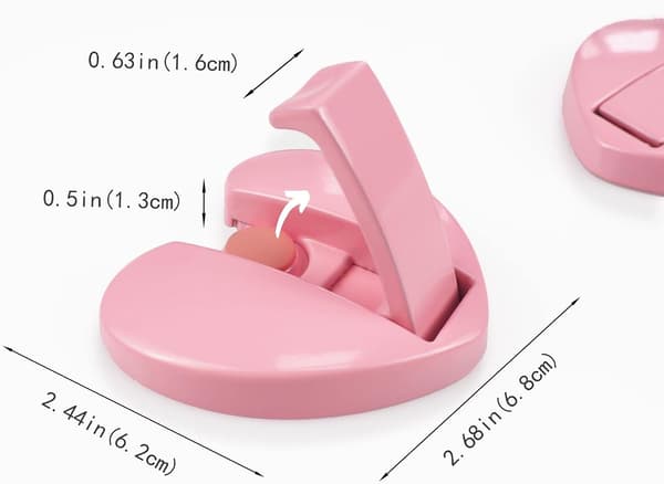 Fällbara, dolda klädkrokar - (Hjärta * 2-pack, Rosa) Rymdaluminium
